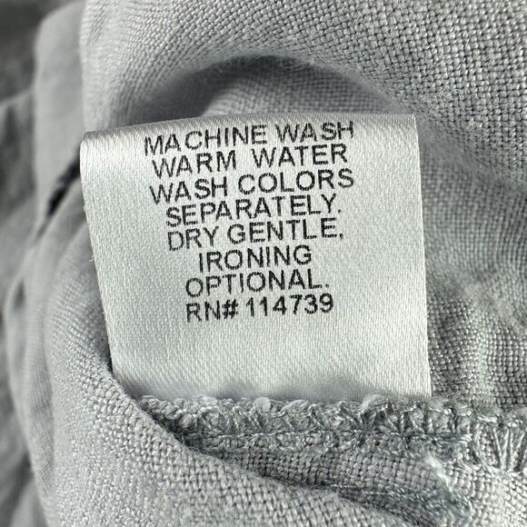 FLAX Linen Tunic Top Womens Small Gray Pockets Lagenlook Quiet Luxury Coastal - Picture 3 of 12